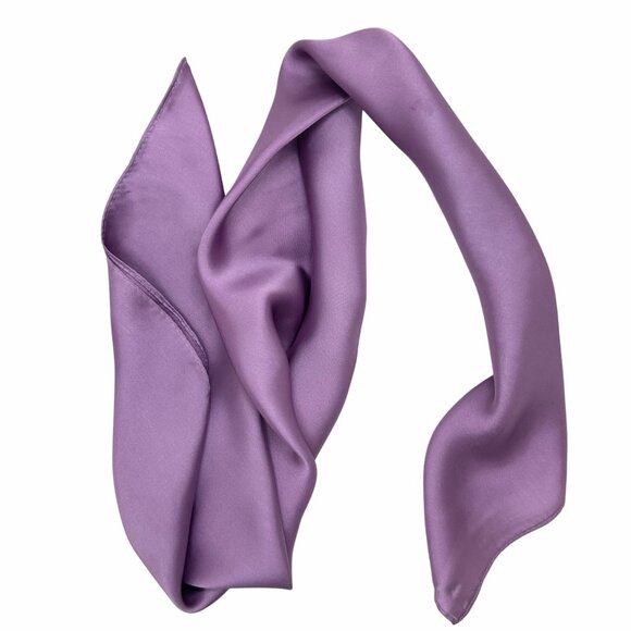 ✨Elegant Bandana Square Silky Scarf Lavender Solid Wrap Versatile Shawl Wrap New - Picture 2 of 5
